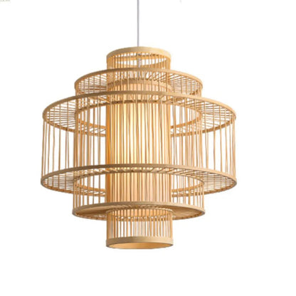 Handcrafted bamboo slatted ceiling shade showcasing superior natural craftsmanship