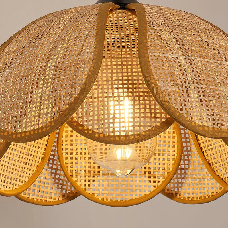 Natural hand-woven rattan wall light perfect for healthy non-toxic nursery decor