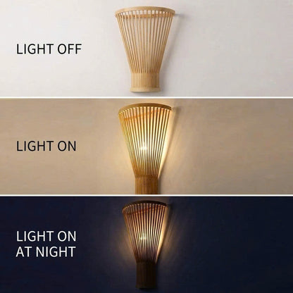 Sustainable modern art handmade natural bamboo wall light