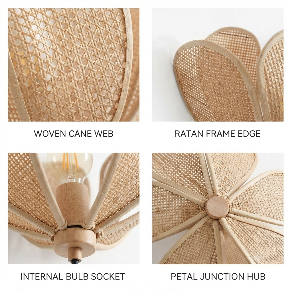 Sustainable handwoven rattan wall lamp for eco-friendly modern living room decor