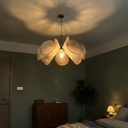 Hanging lamp in Modern style, crafted from Fabric, ideal for Bedroom decor, providing ambient and mood lighting with an organic, sculptural appeal.