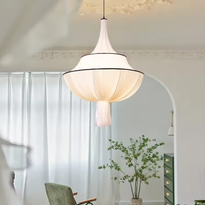Hanging lamp in Nordic style, featuring Cloth material, perfect for Decor lighting, ideal for ambient and mood lighting.