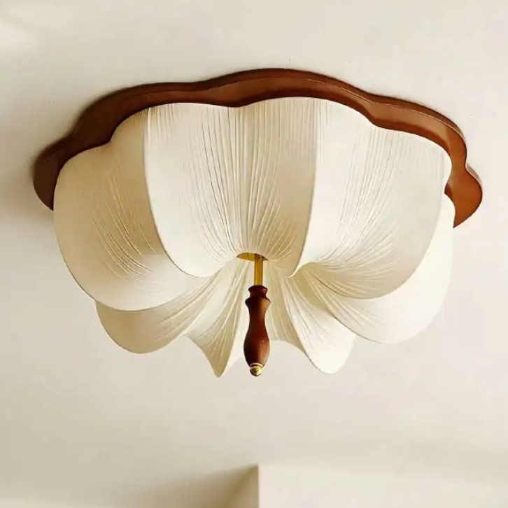 Hanging lamp in Wabi-sabi style, featuring Wood Mix Cloth, ideal for Art room lighting