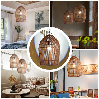 Japandi inspired rattan dome light for an elegant, serene home interior