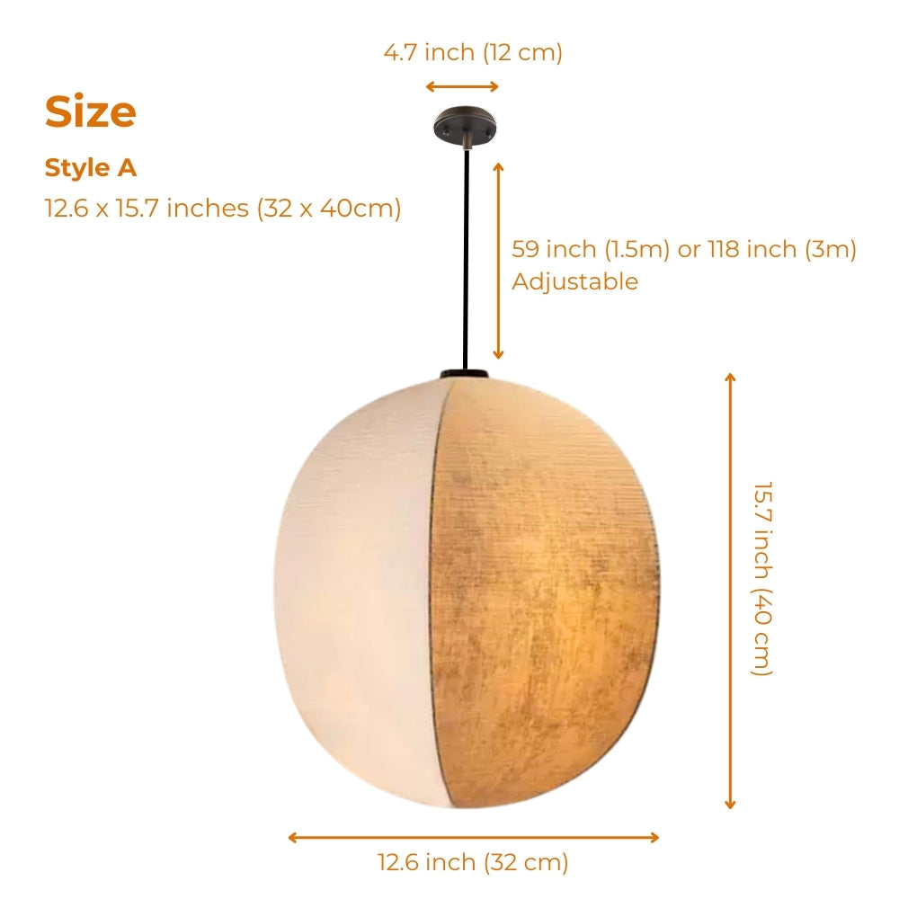 Textured sphere pendant lamp perfect for Japandi dining room decor