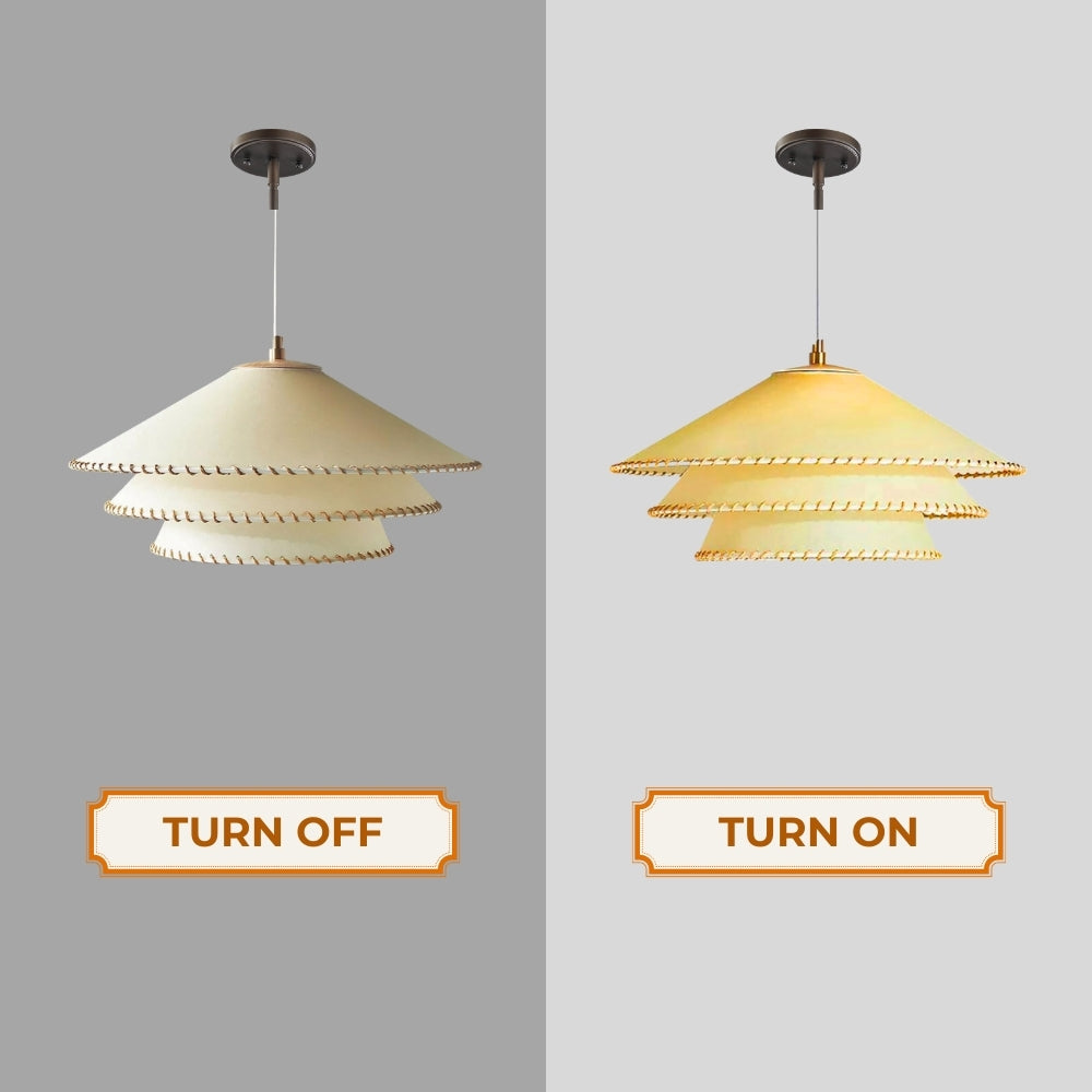 Minimalist Japandi stitched shade pendant light for a calm Zen aesthetic