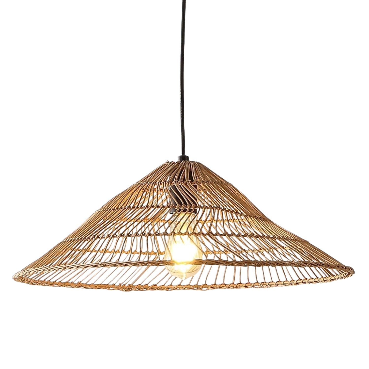 Large woven industrial pendant lighting in rustic style