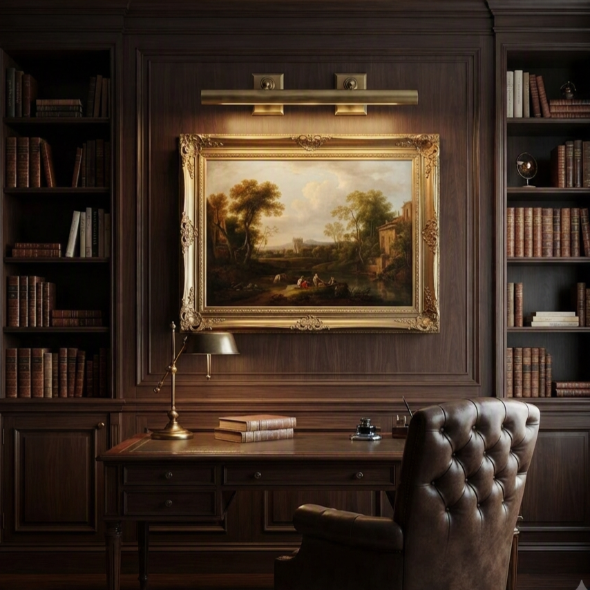Sophisticated solid copper wall lamp providing task lighting for luxury office art and workspace decor