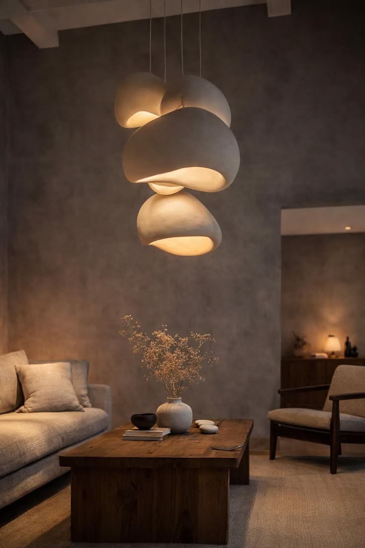 Luxury HDPE abstract pendant for living area in white