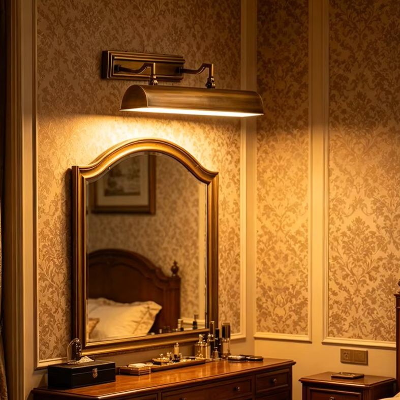 Minimalist natural copper picture lamp for bedroom mood and art lighting