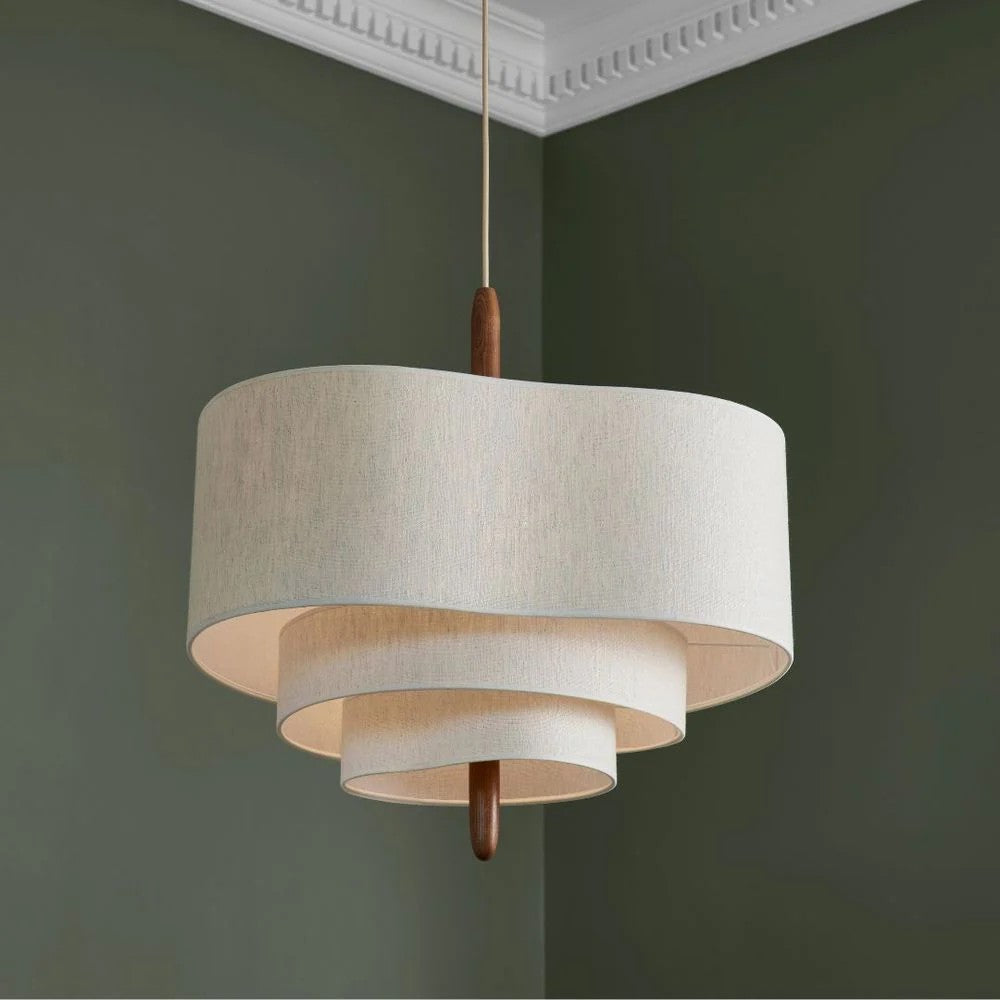 Minimalist tiered fabric hanging light for modern interior design