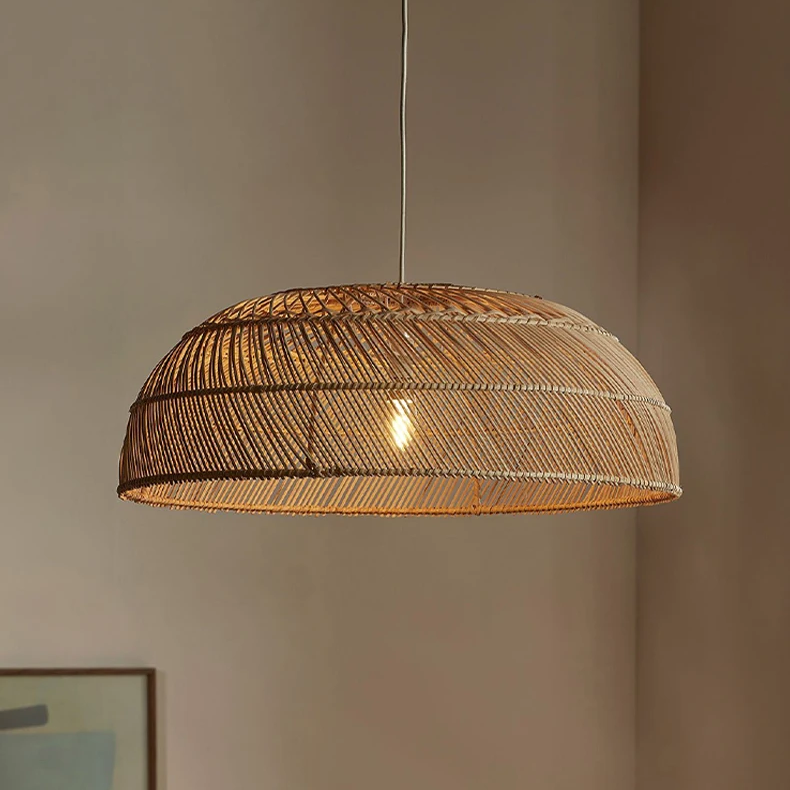 Minimalist luxury rattan hanging fixture made from sustainable materials