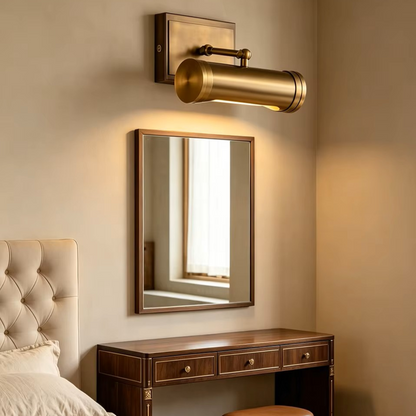 Sleek minimalist copper wall light for modern art display and bathroom vanity mirrors