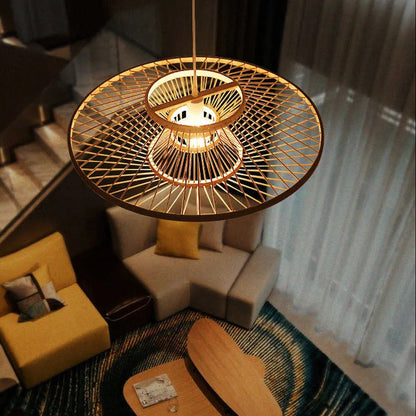 Minimalist natural bamboo pendant light perfect for rustic living spaces