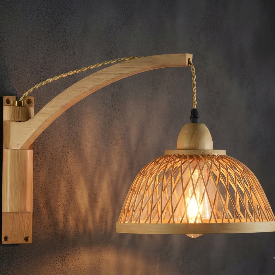 Minimalist wooden wall light, scandinavian style lighting for stairways.