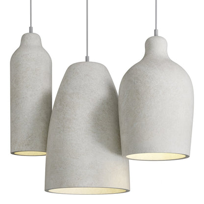 Modern minimalist stoneware trio ceiling lights with a matte, grainy finish for Nordic home decor.