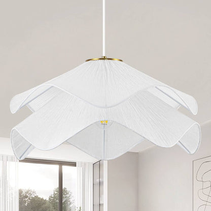 Modern white fabric petal chandelier perfect for Japandi rooms