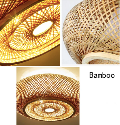  Modern boho rattan hanging lamp creating a warm, cozy ambience with a striking webbed shade design.