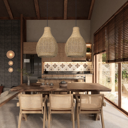 Modern farmhouse style teardrop ceiling lamp for warm dining areas