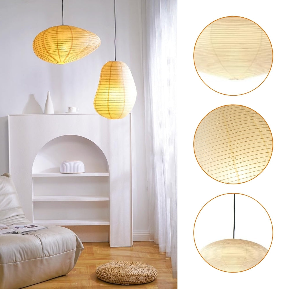 Modern Japandi rice paper chandelier for minimalist home decor
