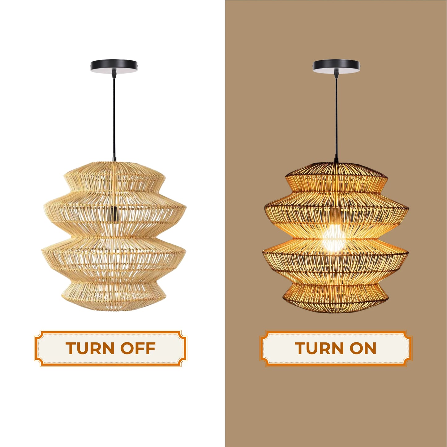 Modern Japandi style tiered rattan chandelier for minimalist living rooms
