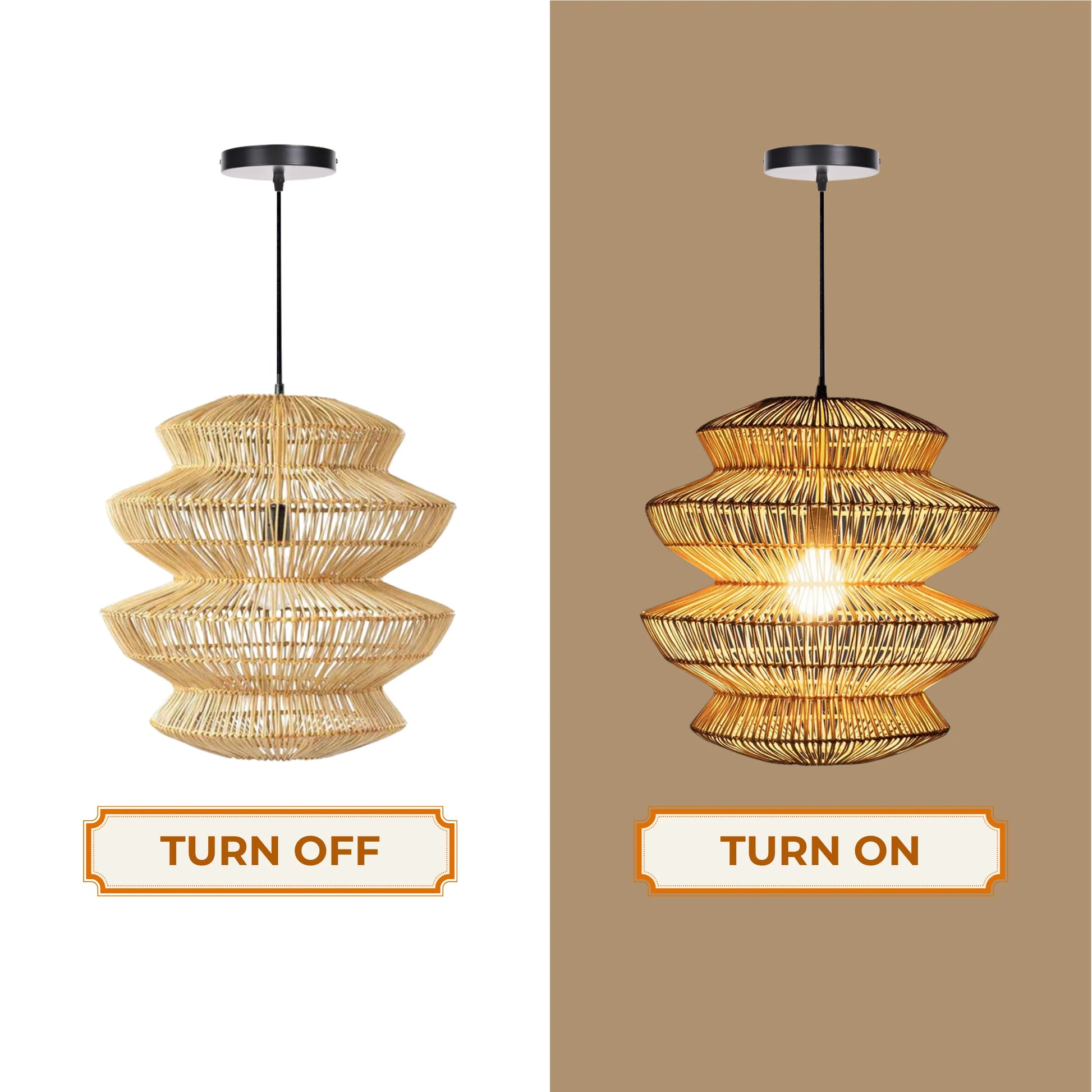 Modern Japandi style tiered rattan chandelier for minimalist living rooms