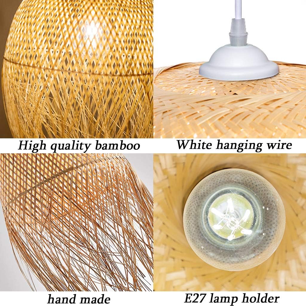 Modern Japandi woven bamboo pendant lamp featuring natural fringe detail