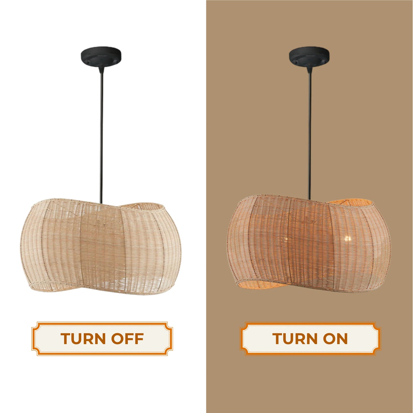 Modern Japandi style woven pendant light perfect for minimalist interior aesthetics