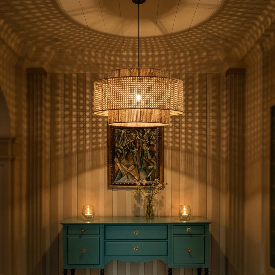 Modern minimalist rattan chandelier for entryway
