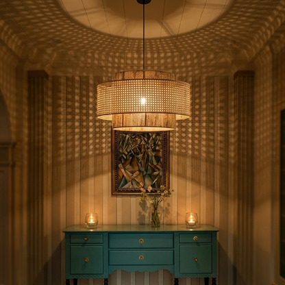Modern minimalist rattan chandelier for entryway