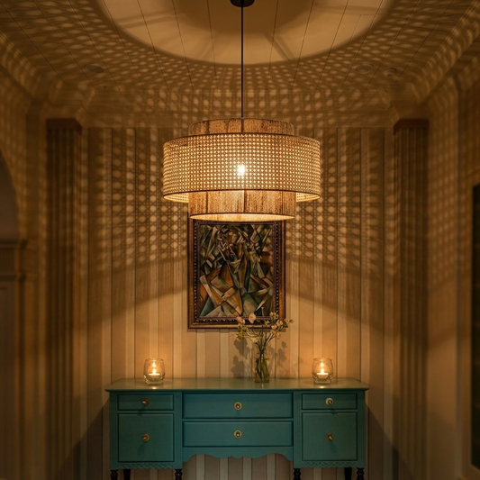 Modern minimalist rattan chandelier for entryway