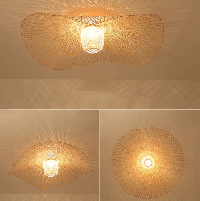 Modern Nordic style woven bamboo chandelier lamp