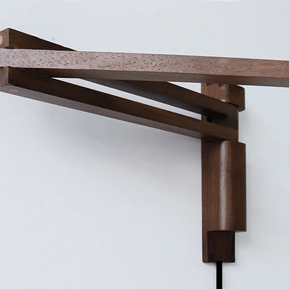Wooden shelf bracket on a white background