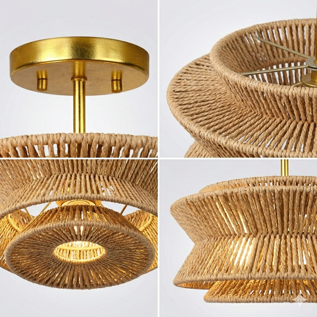 Natural botanical hemp light fixture, enhancing a healthy indoor climate with organic materials.