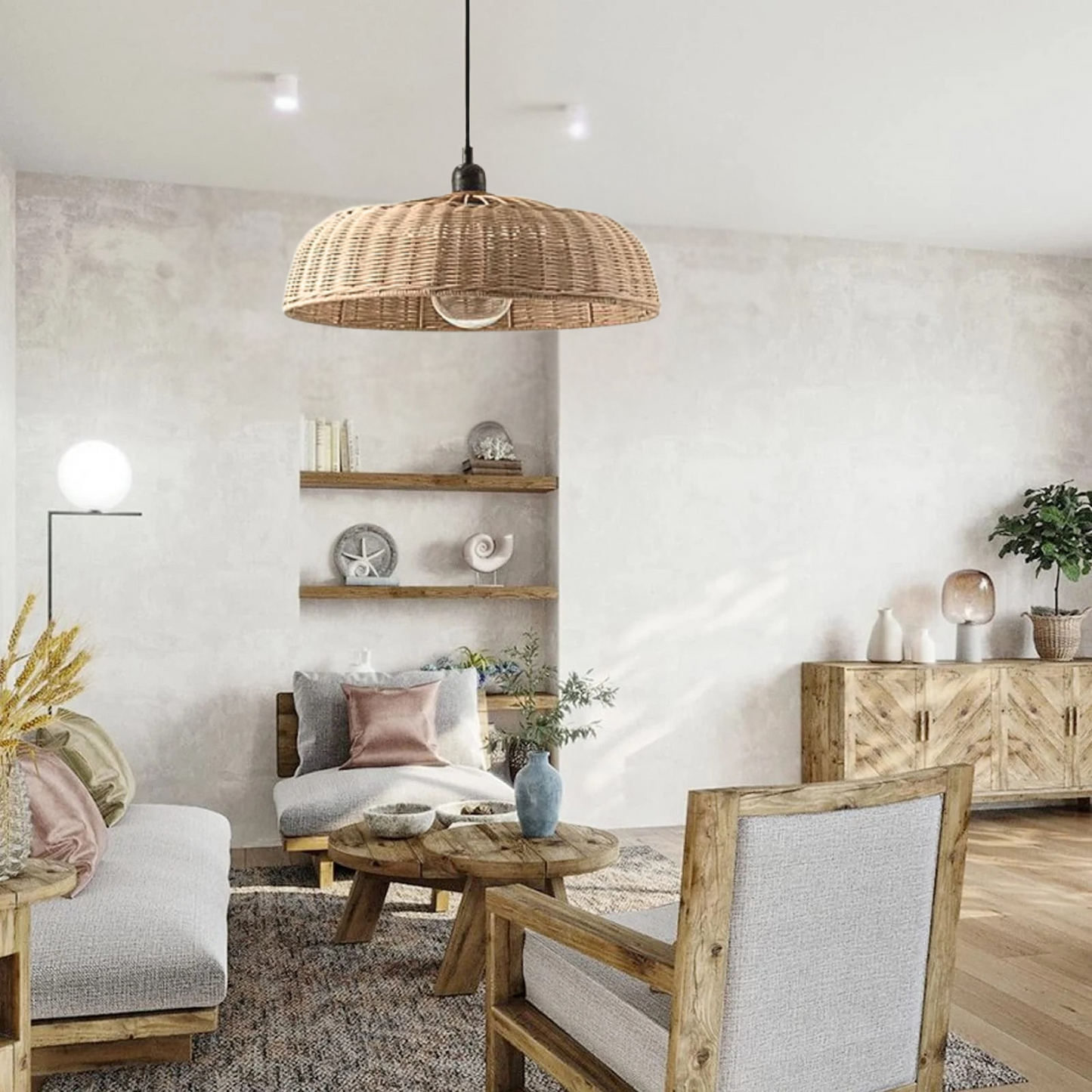 Nordic essence rattan basket pendant light for cozy interior styling