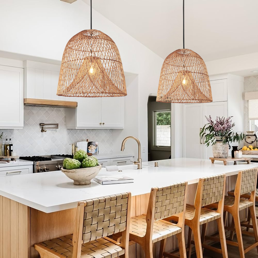 Nordic natural rattan dining room lamp for a warm and inviting atmosphere