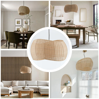 Organic hand-knotted rattan pendant light made from durable natural fibers