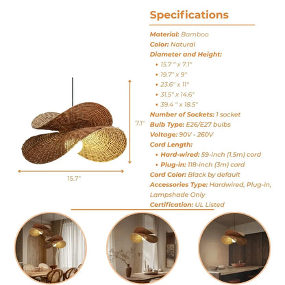 Organic rattan sculptural ceiling fixture, an earth-friendly handmade lamp for a natural home aesthetic.