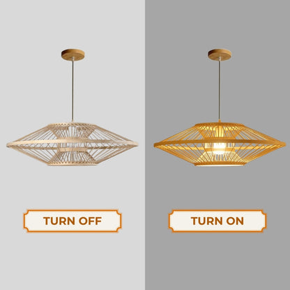 Organic Wabi-Sabi bamboo pendant light for kitchen interior design