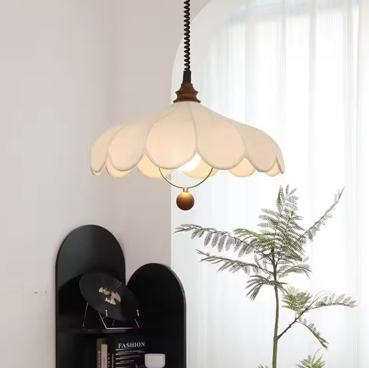 Pendant light in Handmade Natural style, featuring Wood Mix Cloth material, ideal for Studio decor, providing ambient and task lighting.