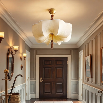 Pendant light in Quiet luxury style, featuring Wood Mix Cloth, ideal for Entryway lighting