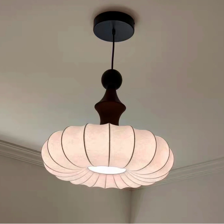 Pendant light in Scandinavian style, featuring Wood Mix Cloth material, ideal for Design decor, providing ambient and task lighting.