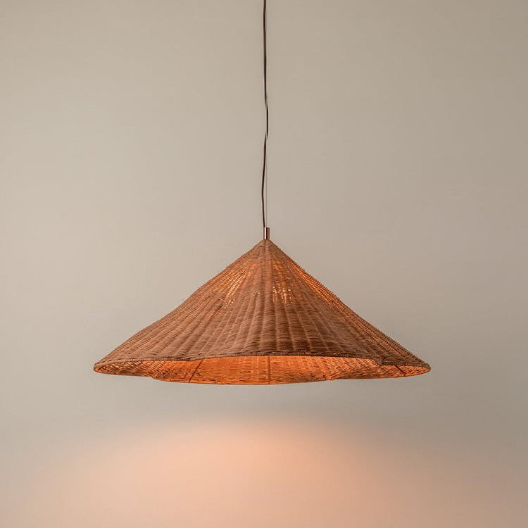 Premium natural woven rattan shade, a 100% biodegradable and eco-friendly ceiling lighting choice.
