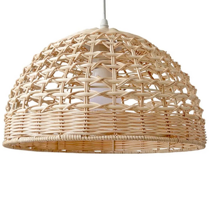 Premium rattan dome ceiling pendant combining organic weave patterns for a warm and natural look.