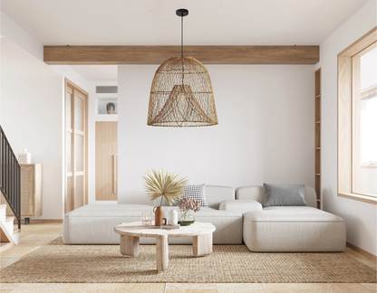 premium rattan living room chandelier with elegant natural weave