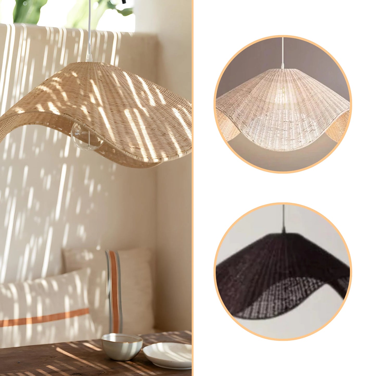 Premium sustainable Rattan hanging lamp crafted from eco-friendly natural fibers