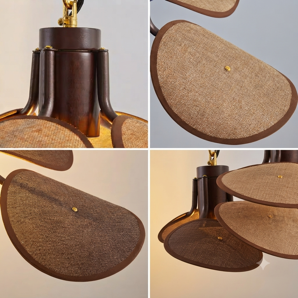 Quiet luxury style wood and fabric wall lamp for a sophisticated cozy home bedroom
