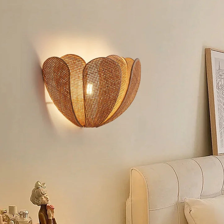 Spa resort mood lighting featuring a relaxing rattan flower pendant