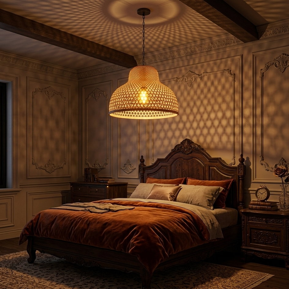 Relaxing bamboo lamp for bedroom decor, perfect for a peaceful and tranquil sanctuary
