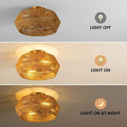 Renewable jute fiber flush mount, a safe and non-allergenic lighting choice for modern households.